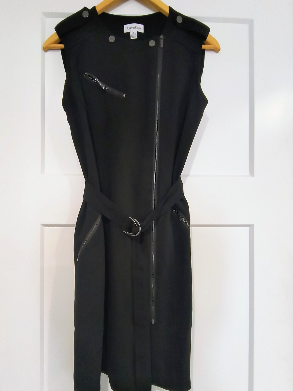 Calvin Klein Black Sleeveless Moto Zip Dress - Picture 3 of 5